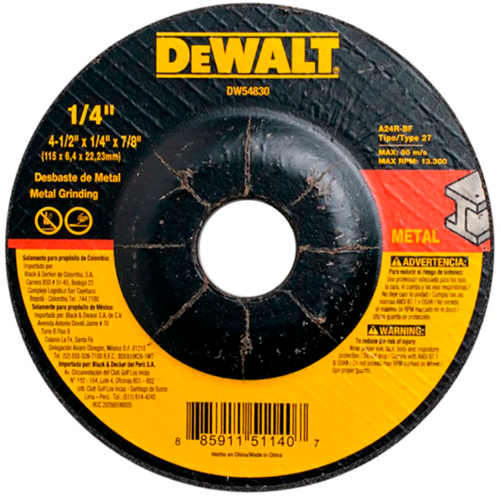Disco de Desbaste Dewalt  - Tipo 27