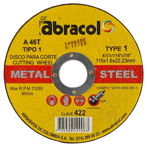 Disco Corte Abracol Metal Steel A46T